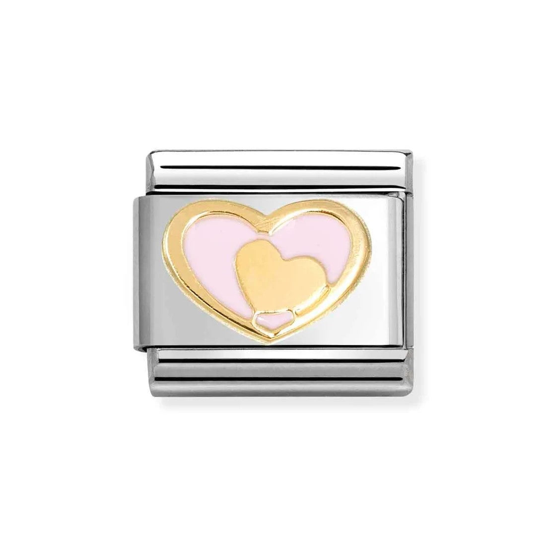 Composable Classic Pink Heart With Gold Heart In 18K Gold & Enamel Charm