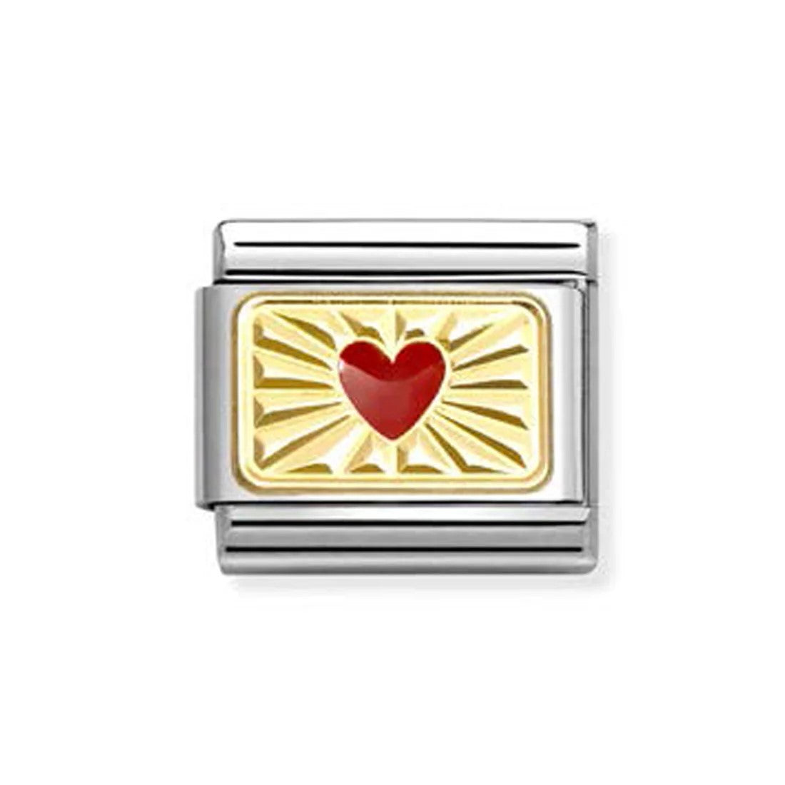 Composable Classic Red Heart With Etched Details In 18K Gold Charm
