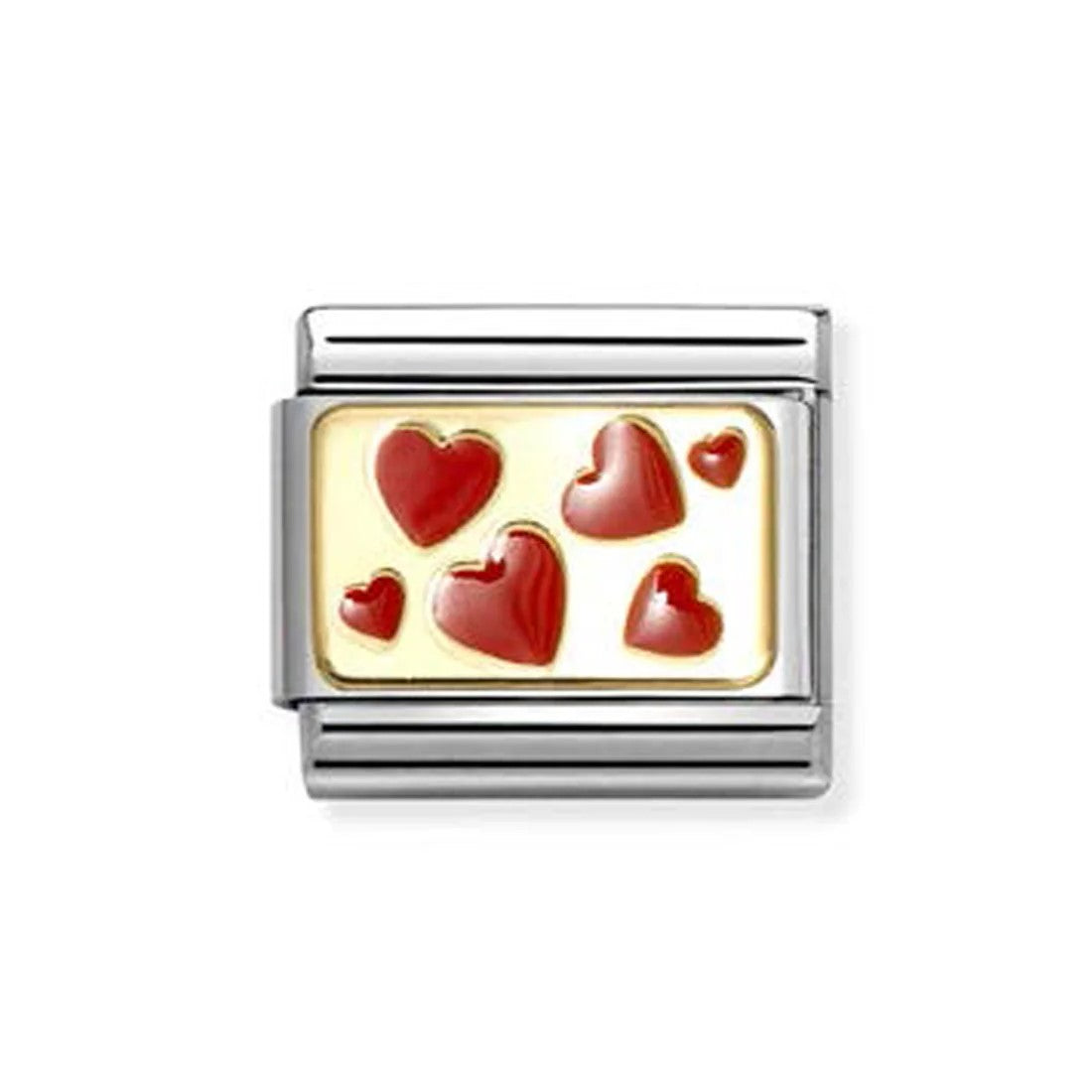 Composable Classic Red Hearts Plaque In 18K Gold & Enamel Charm