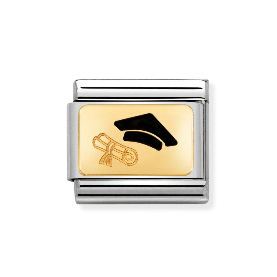 Composable Classic Graduation Cap & Degree Stainless Steel Charm With Enamel And 18k Gold