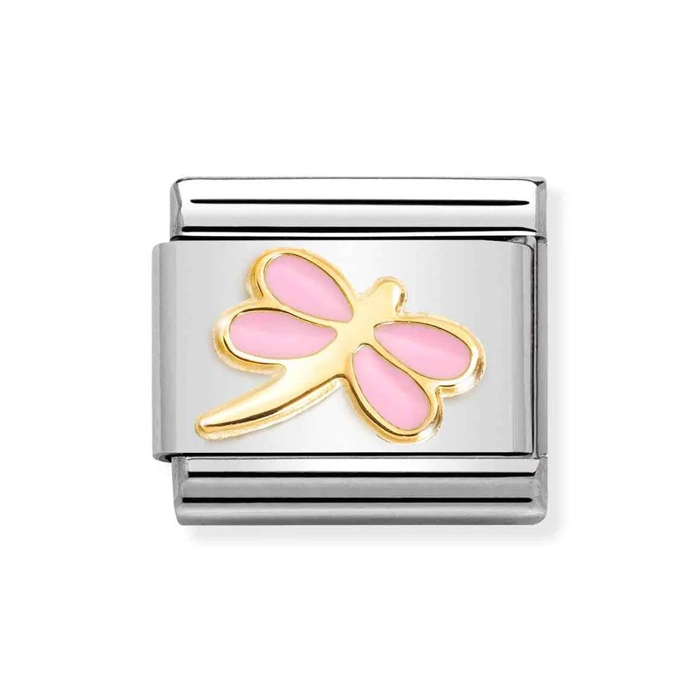 Classic Link In 18K Gold With Pink Dragonfly