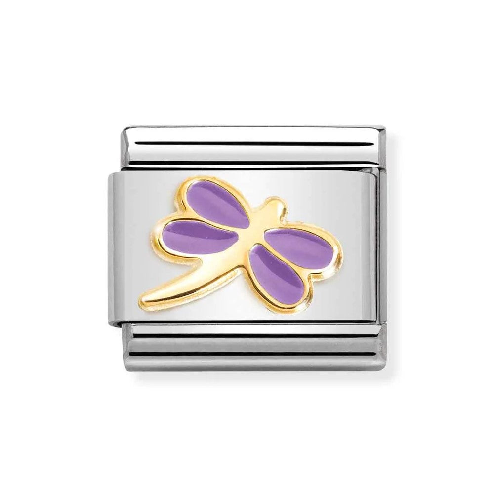 Classic Link In 18K Gold With Lilac Dragonfly