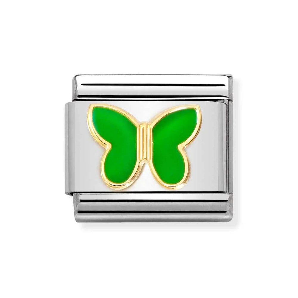 Classic Link In 18K Gold With Green Butterfly