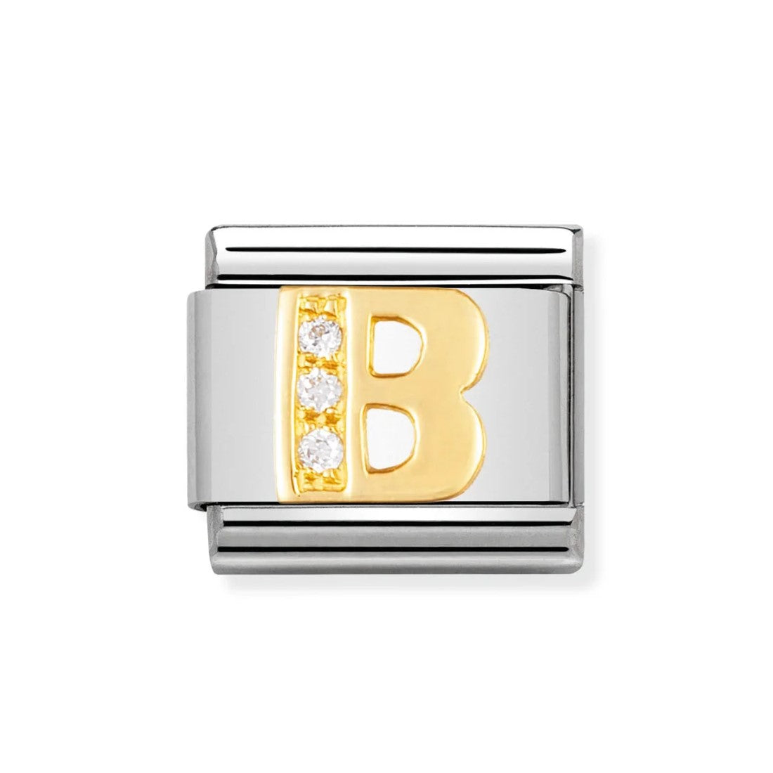 Classic Gold CZ Letter 'B' Link
