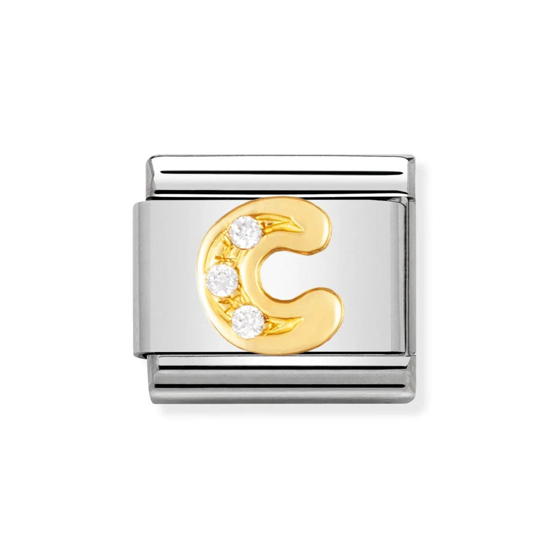 Gold CZ Letter C Classic Charm