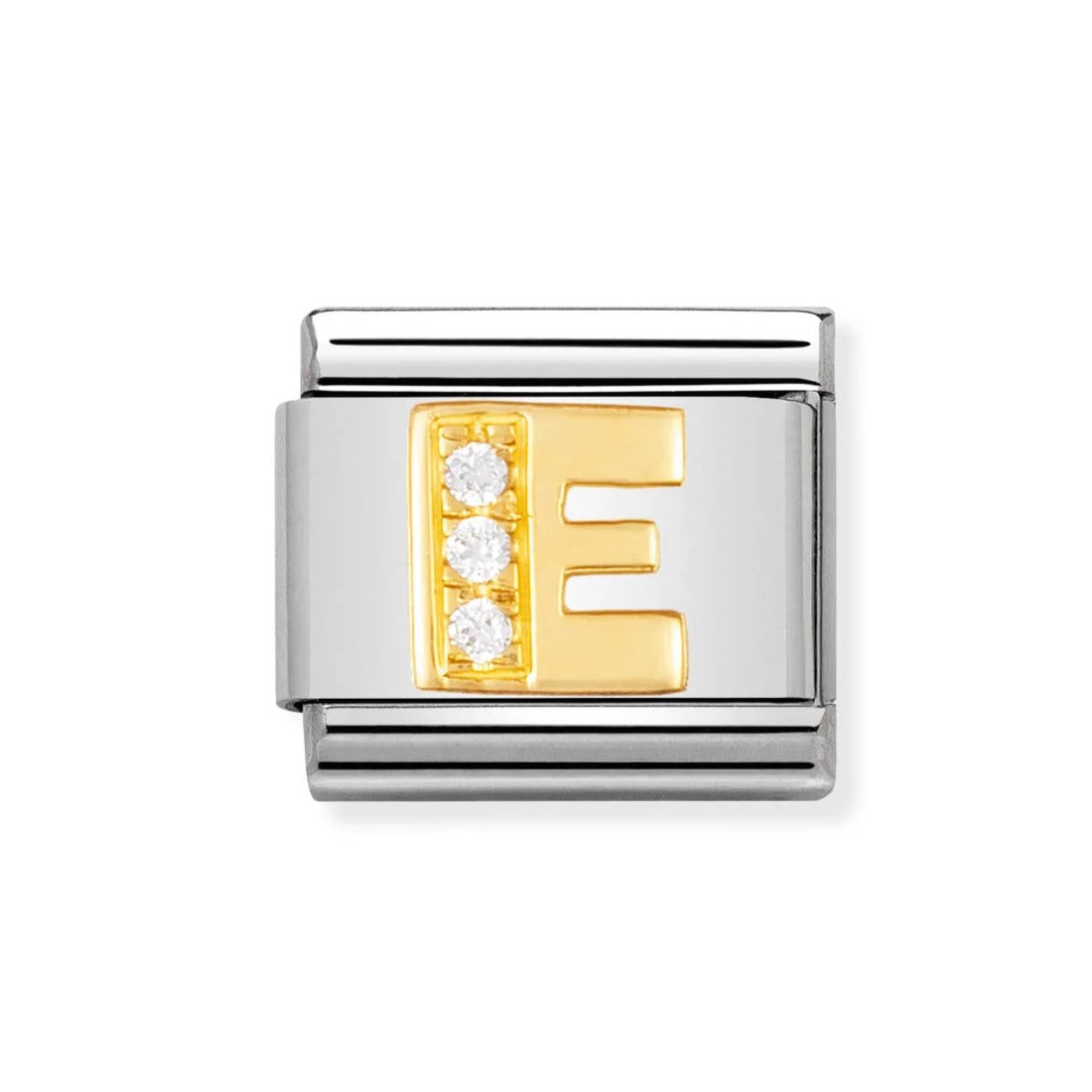 Gold CZ Letter E Classic Charm