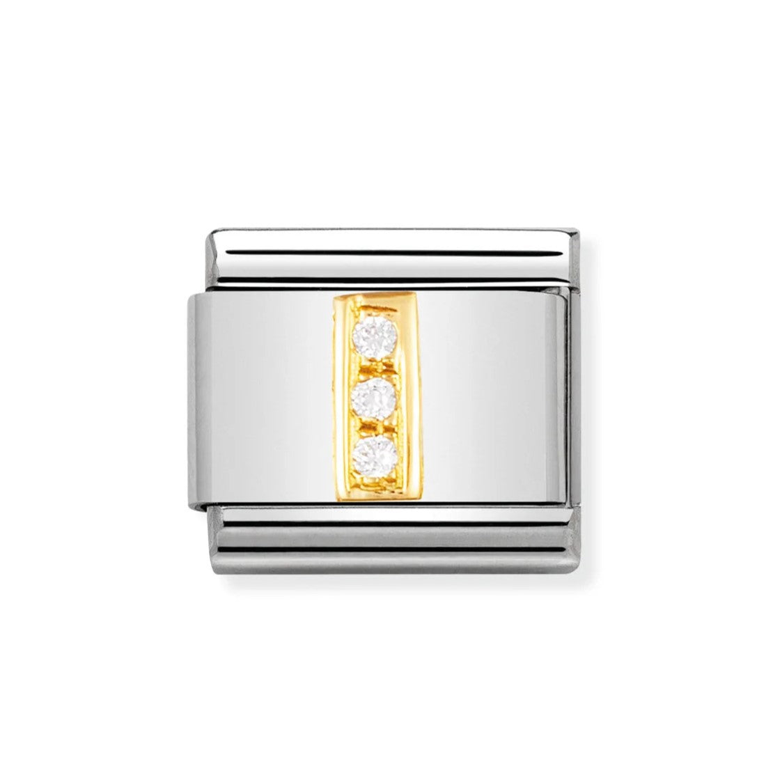 Gold CZ Letter I Classic Charm