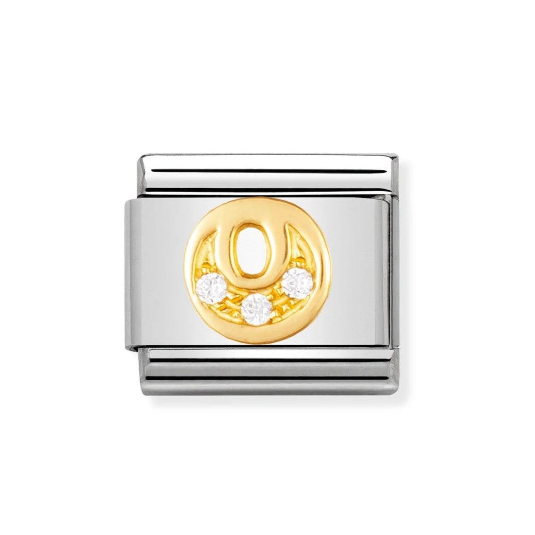 Gold CZ Letter O Classic Charm