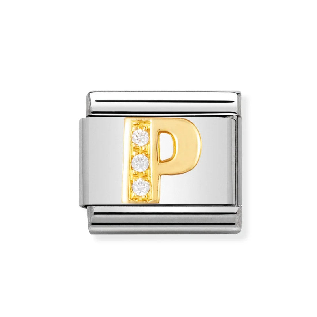 Gold CZ Letter P Classic Charm