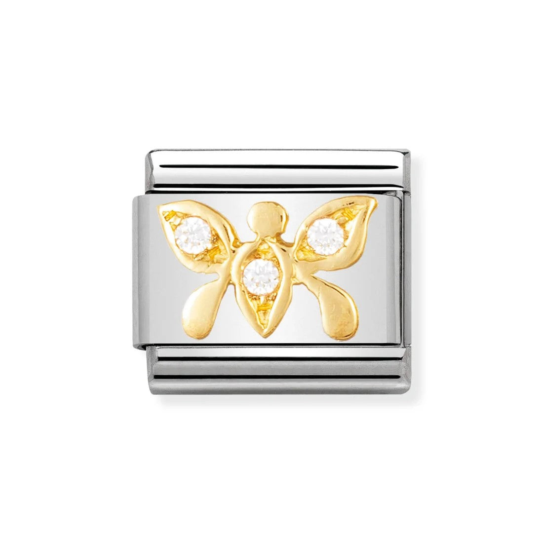 Composable Classic 18K Gold & CZ White Butterfly Link