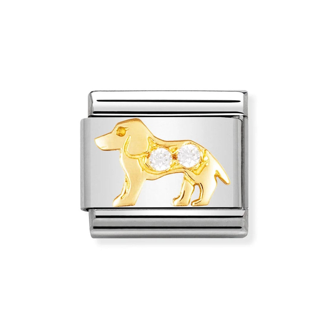 Composable Classic 18K Gold & CZ White Dog Link