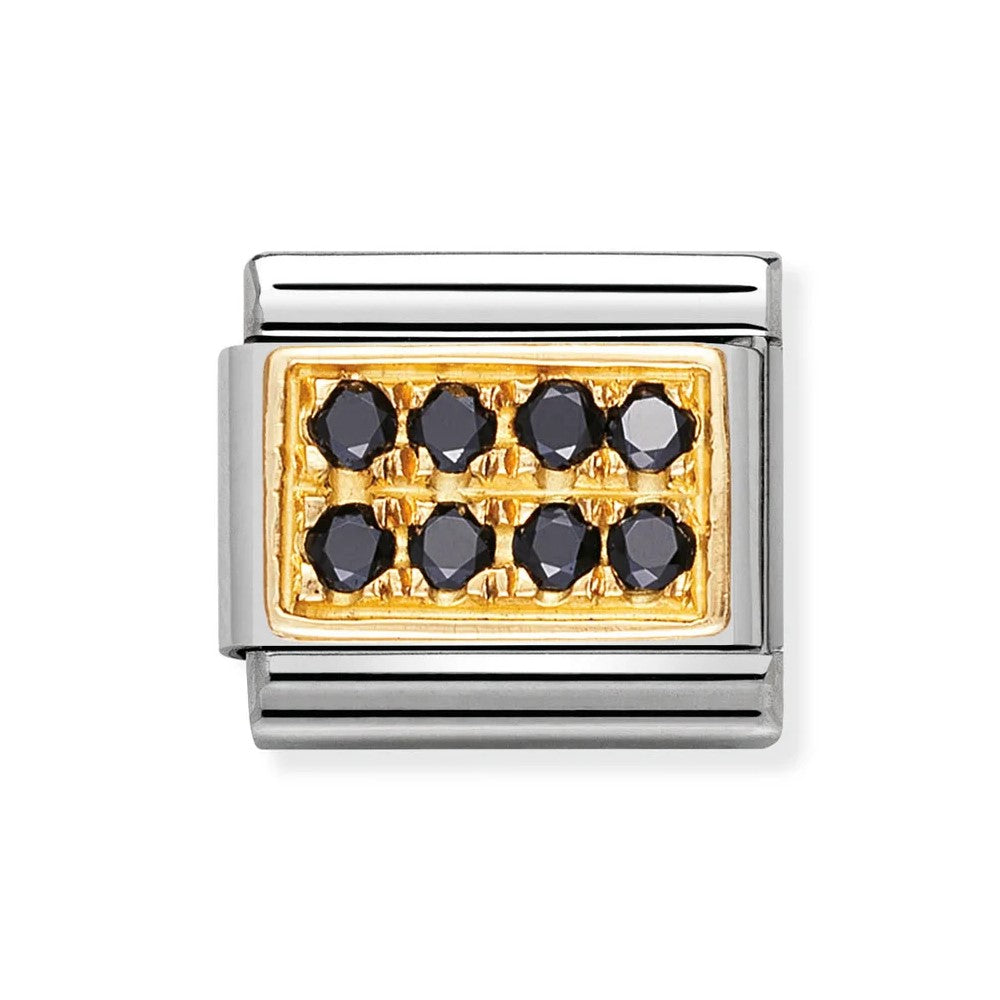 Classic Gold Set Pave CZ Black Link