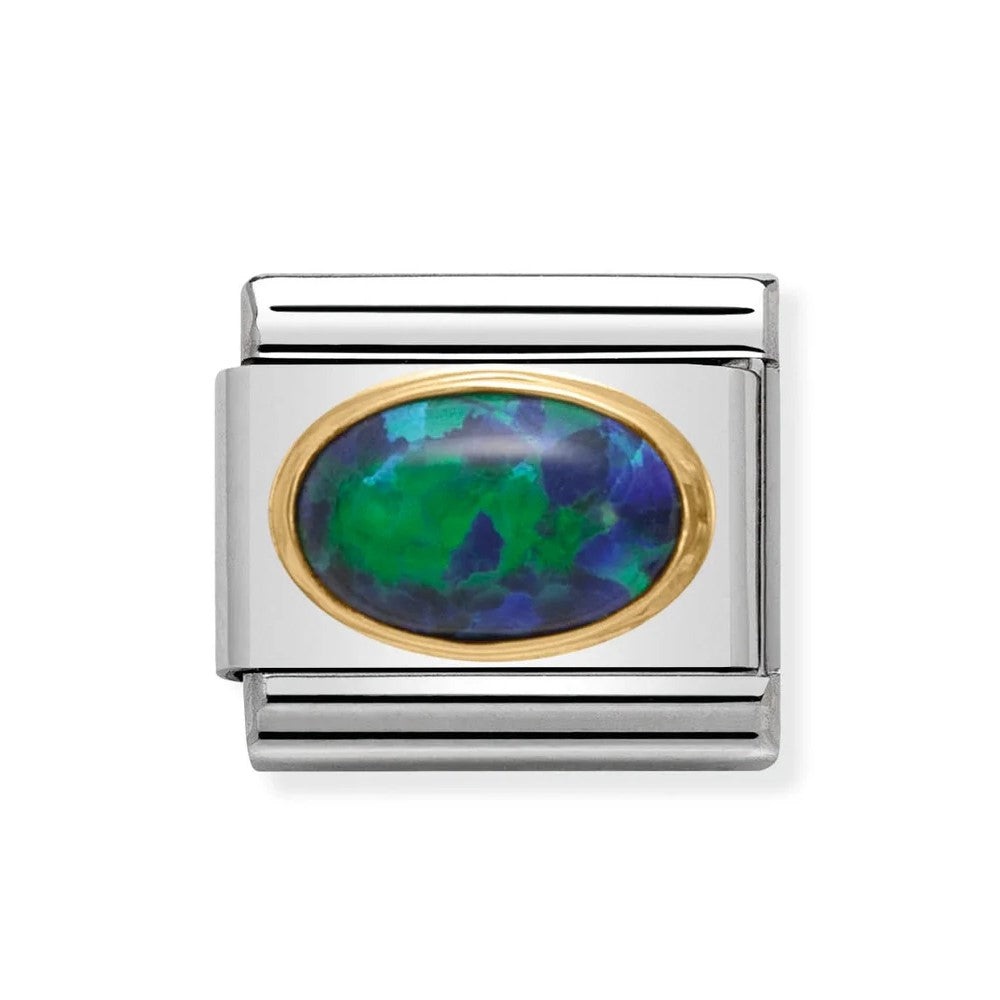 Classic Gold Set Green Opal CZ Link