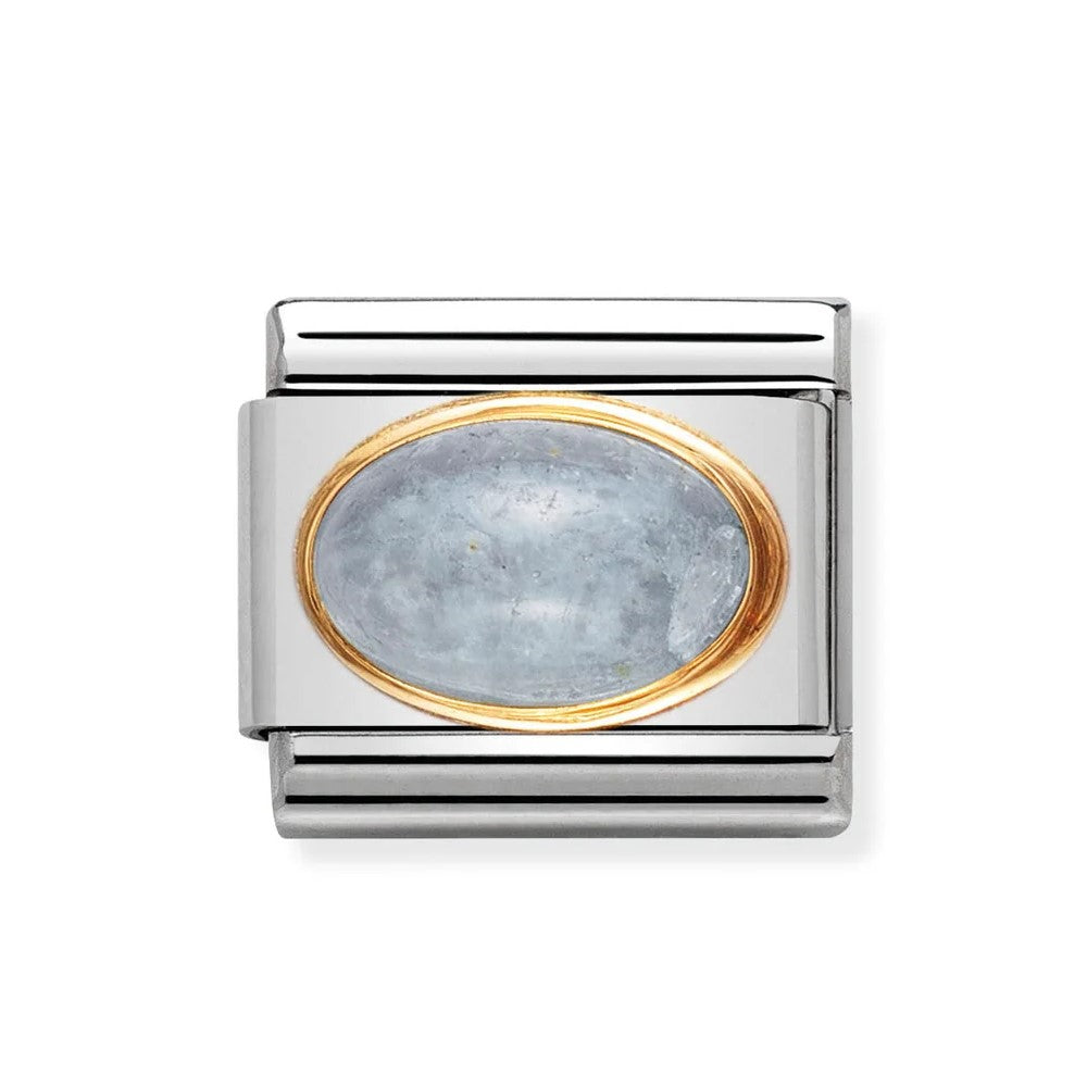 Classic Gold Set Aquamarine Stone Link