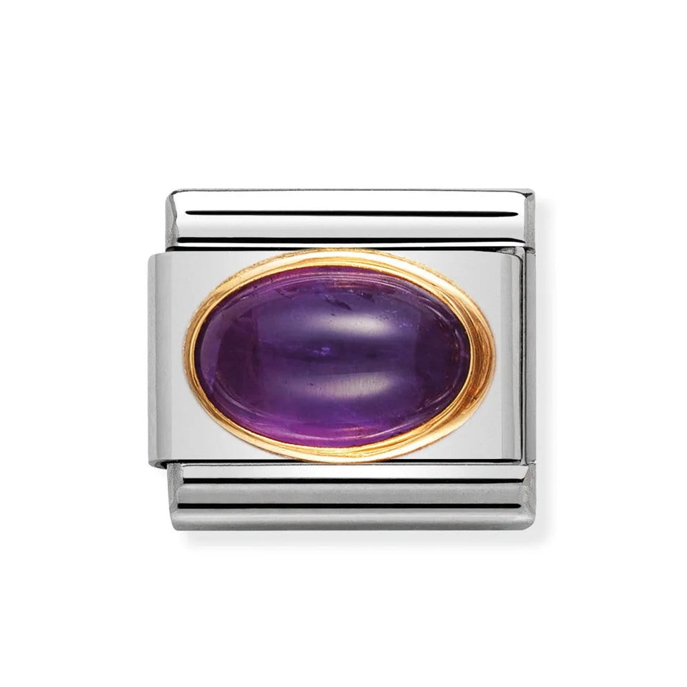 Classic Gold Set Amethyst Stone Link