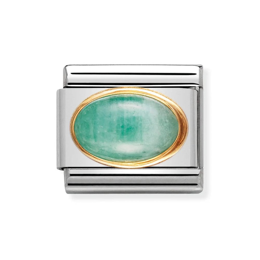 Classic Gold Set Emerald Stone Link