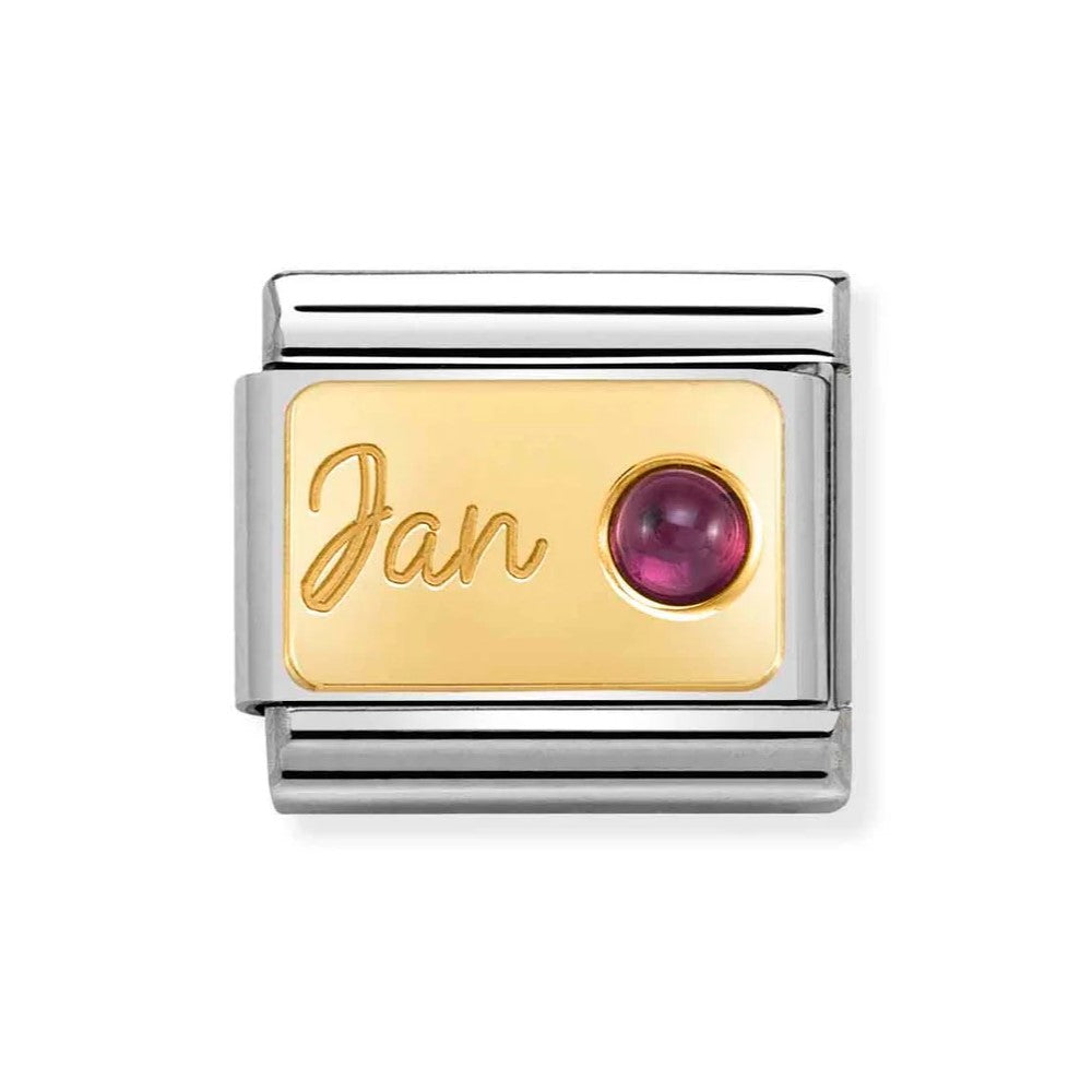 Composable Classic Stainless Steel Link With 18k Gold & January Garnet Stone