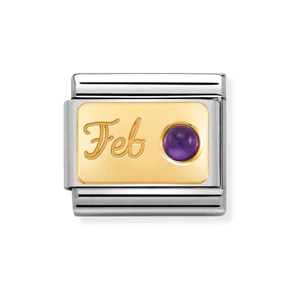 Composable Classic Stainless Steel Link With 18k Gold & February Amethyst Stone