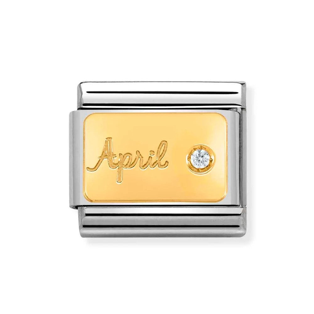 Composable Classic Stainless Steel Link With 18k Gold & April Diamond