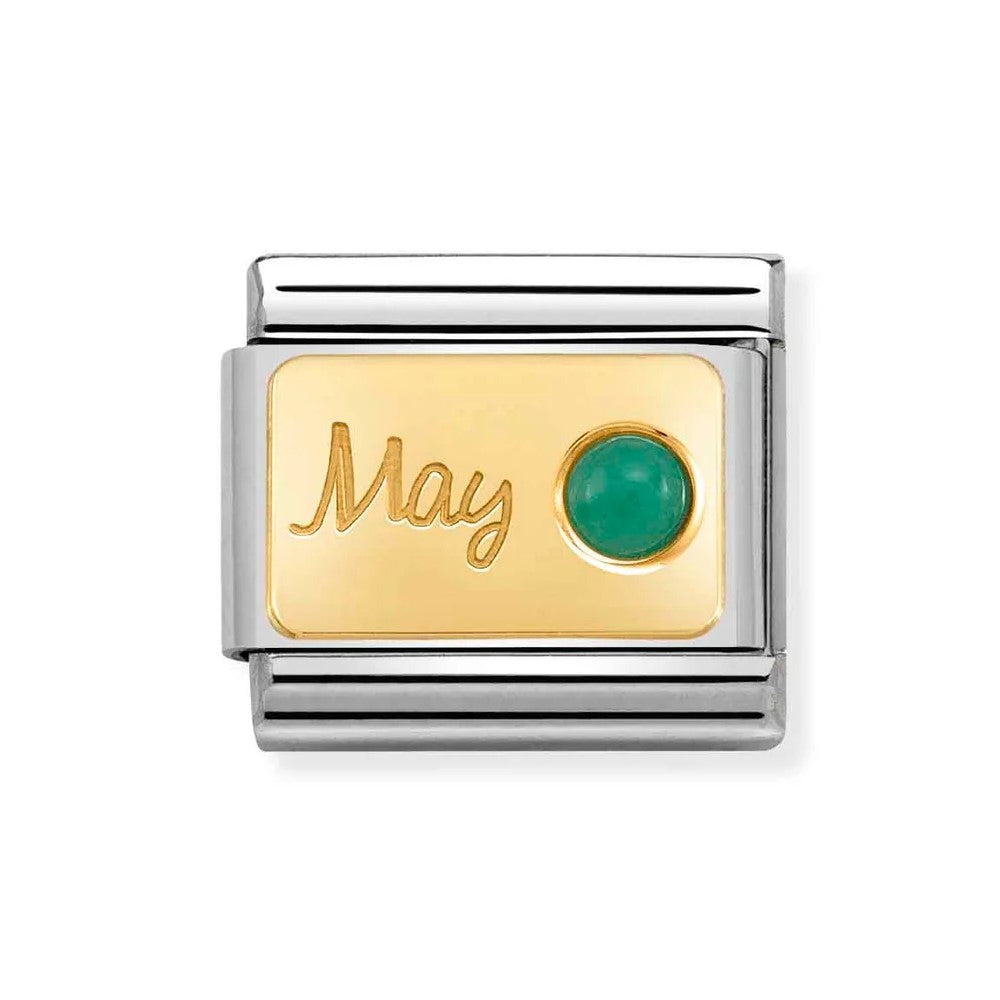 Composable Classic Stainless Steel Link With 18k Gold & May Emerald Stone