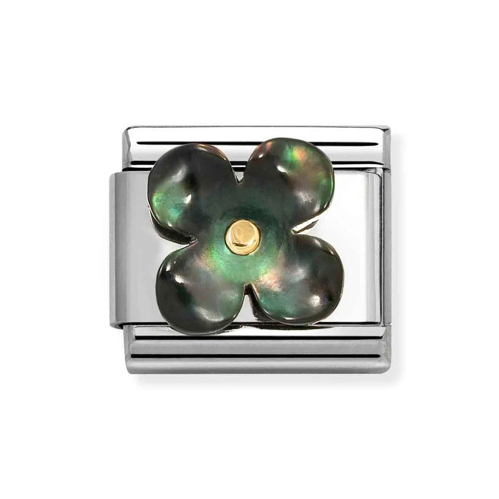 Composable Classic Black MOP Flower In 18K Gold Charm