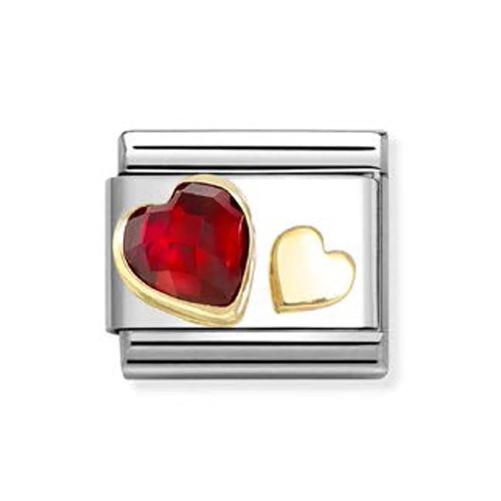 Composable Classic Red CZ & Gold Heart In 18K Gold Charm