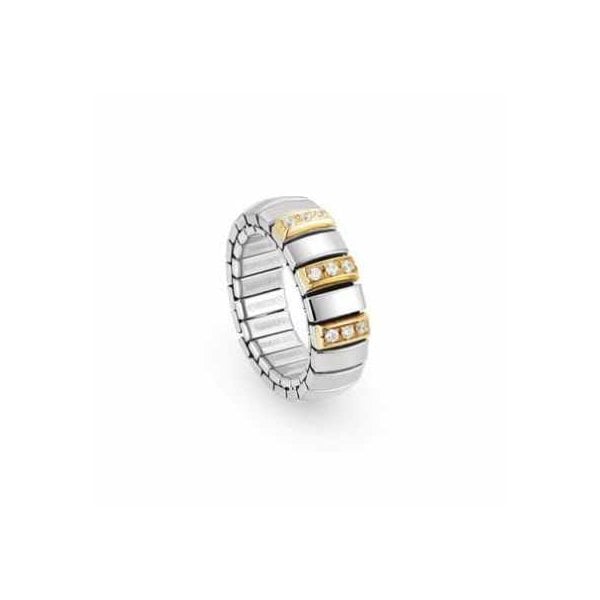 Stretch Ring With 18K Gold & Cubic Zirconia
