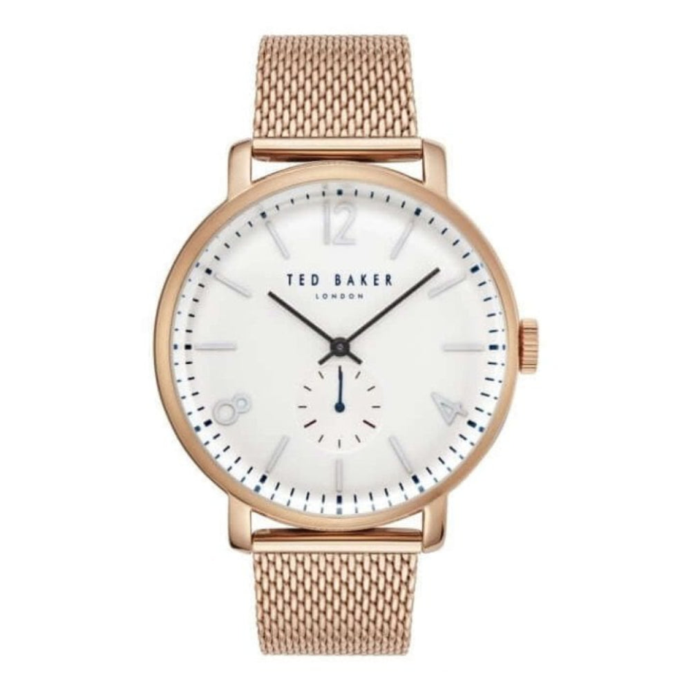 Rose Gold Case & White Dial With Mesh Strap Gents Watch