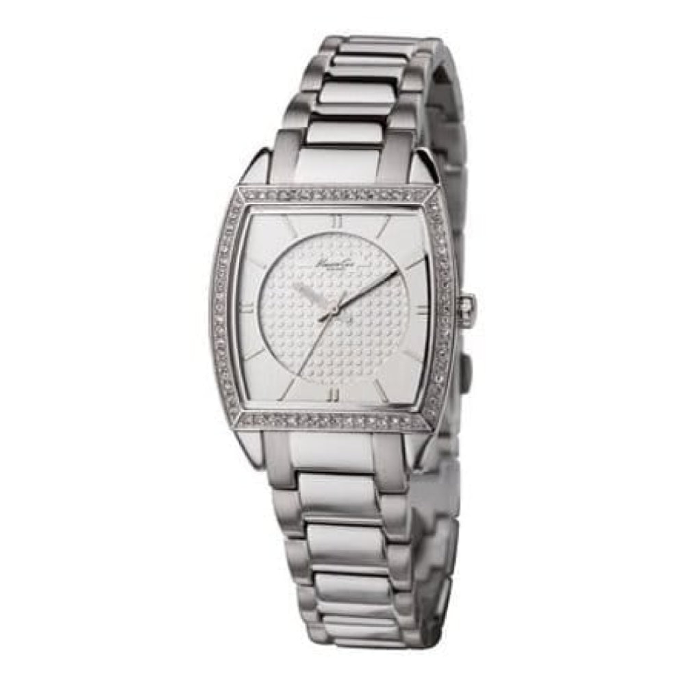Ladies Brushed And Polished Stainless Steel Precious Stone Wristwatch