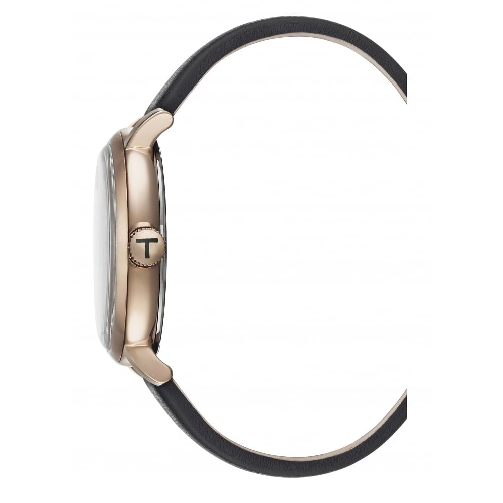 Rose Gold Plated Leather Strap Gents Wristwatch