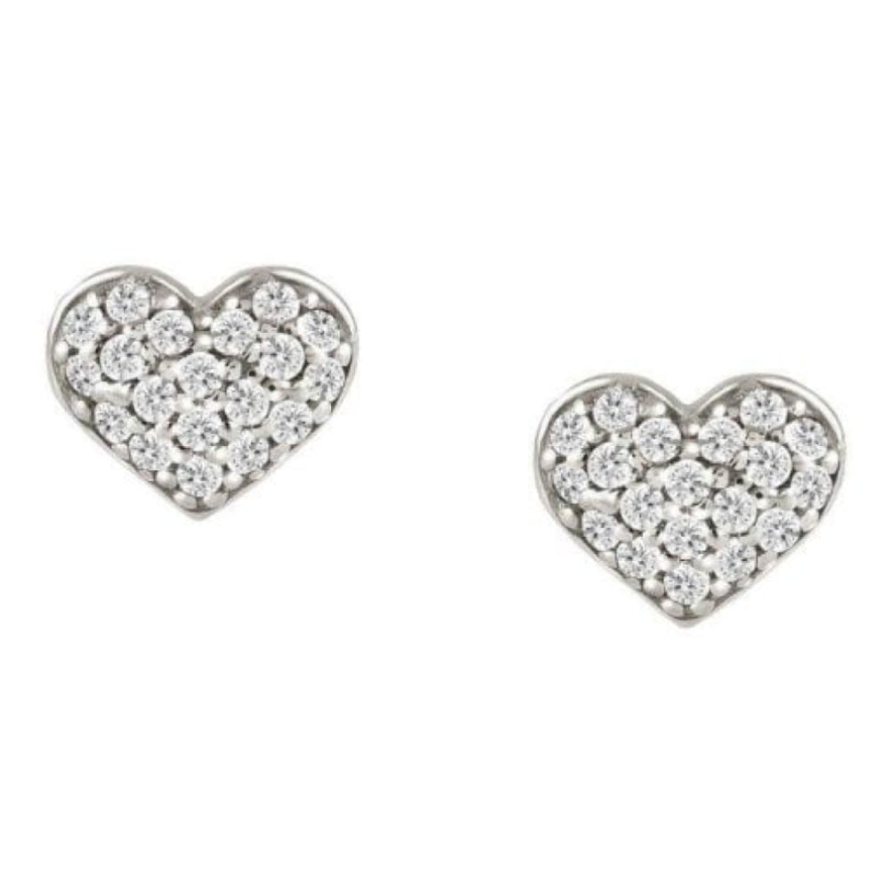 Gioie 925 Silver Earrings, Cubic Zirconia Stud (001_Silver Heart)