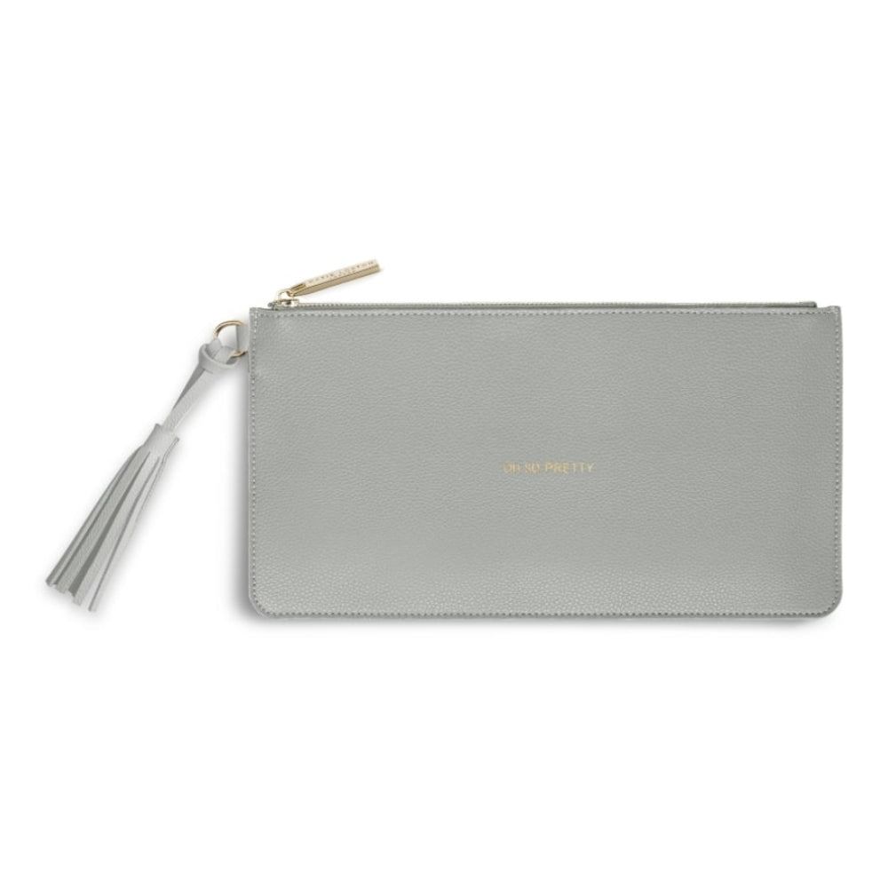 FLORRIE TASSEL POUCH - OH SO PRETTY - pale grey - 14.5x28cm