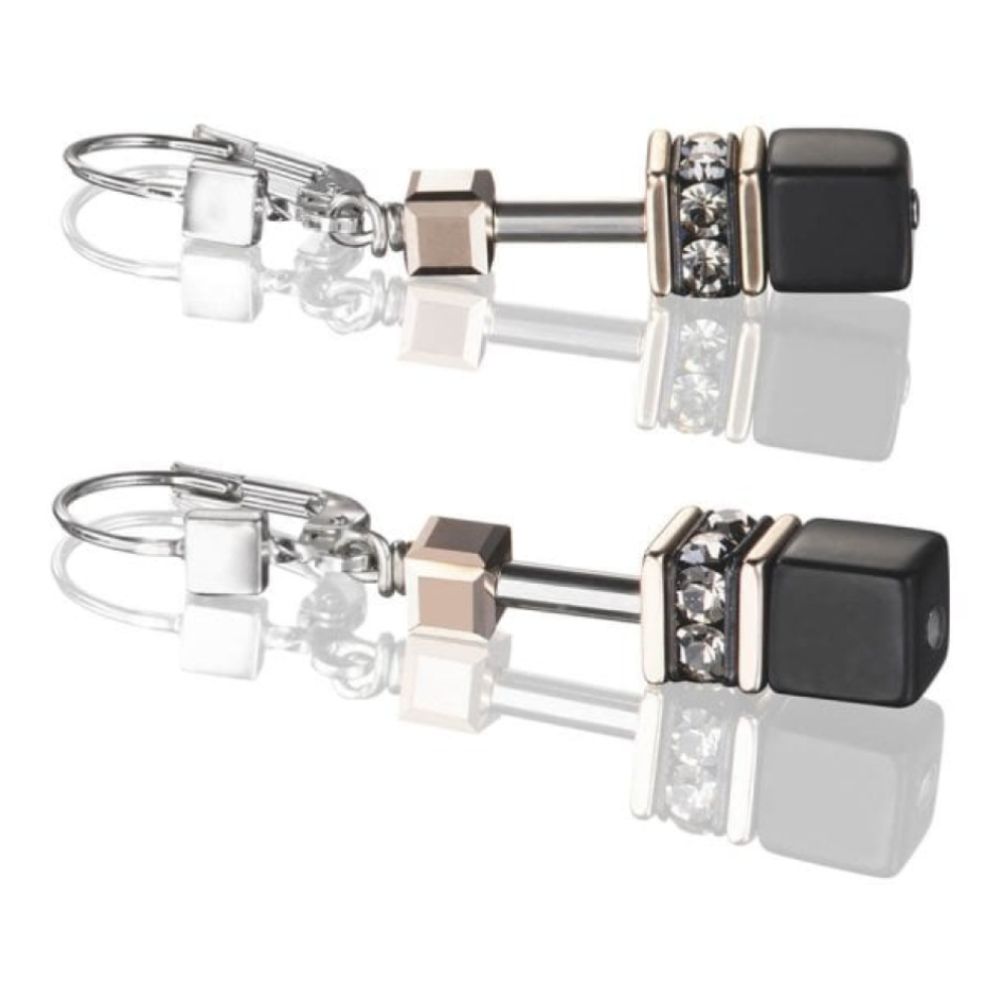 Onyx Black & Rose Gold Pierced Earring