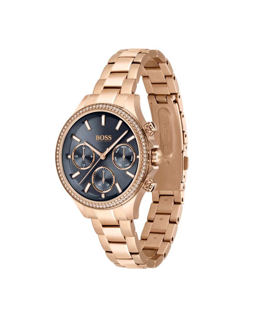 Hera Gold Plated Stone Set Blue Multifunctional Dial Ladies Watch