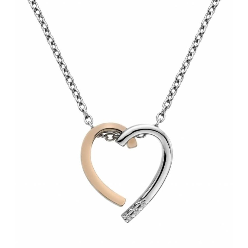 Glide Large Heart Pendant Rose Gold and Silver