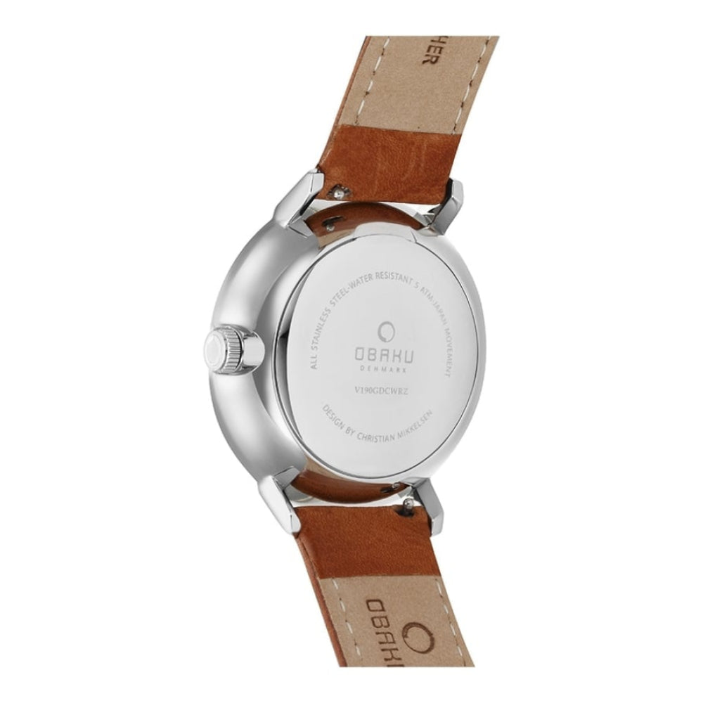 RISLEN - COGNAC Stainless Steel Leather Calf Date Display Watch