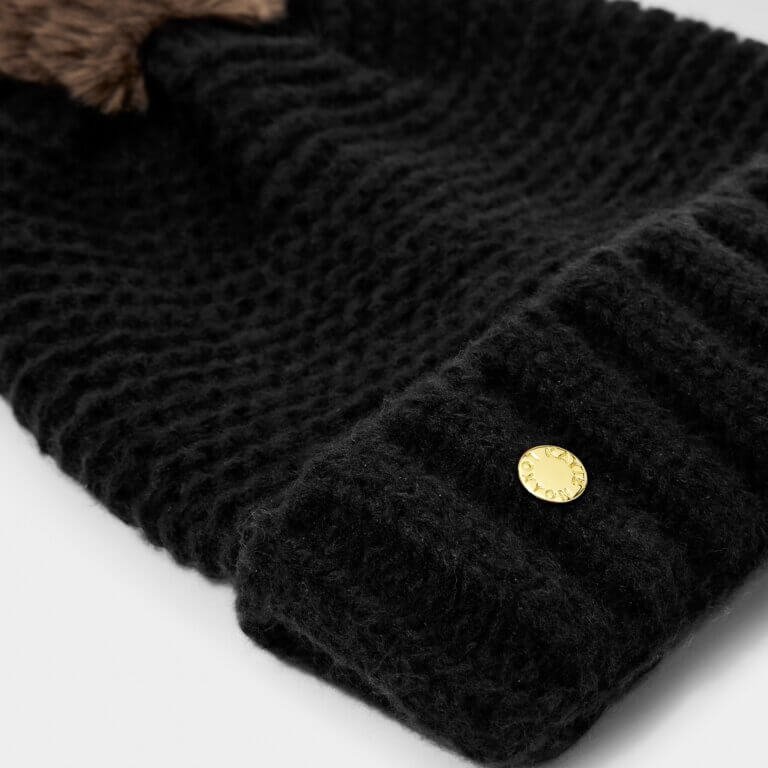Chunky Knitted Hat | Black | 20cm X 23cm X 1.5cm