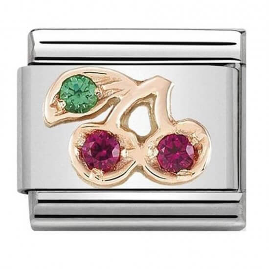 Composable Classic 9k Rose Gold CZ Cherries Link