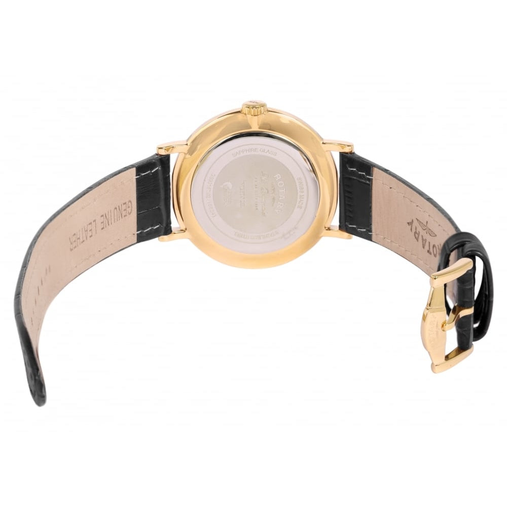 Gold Plated Day Date Dial & Leather Strap Gents Wristwatch