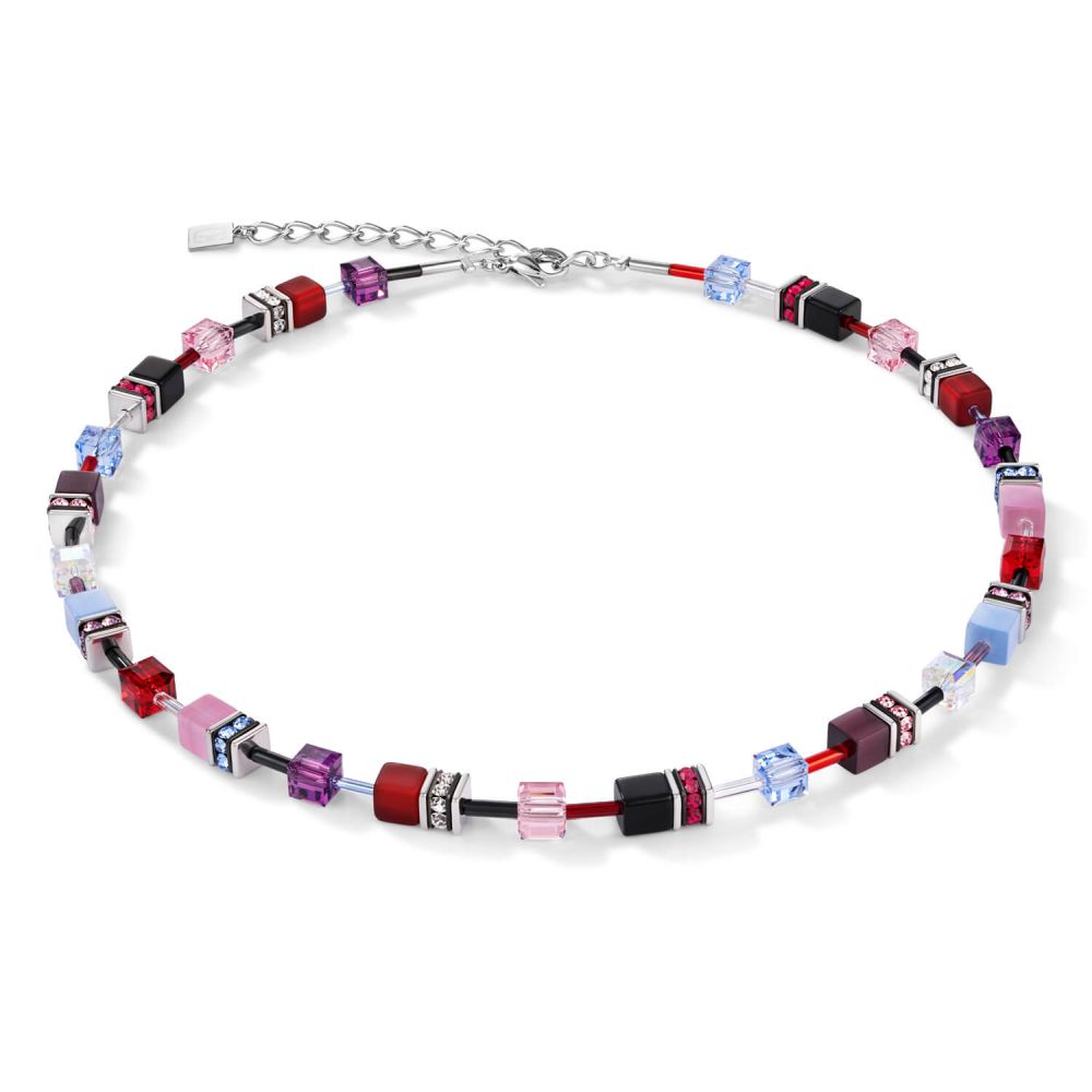 Purple-Red-Blue Geo Cube Necklace