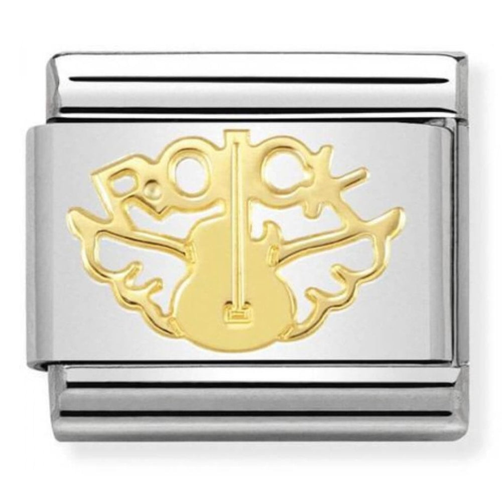 Classic 18k Gold & Stainless Steel Rock Angel Link