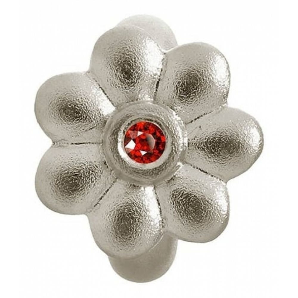 Sterling Silver Red Stone Flower Charm