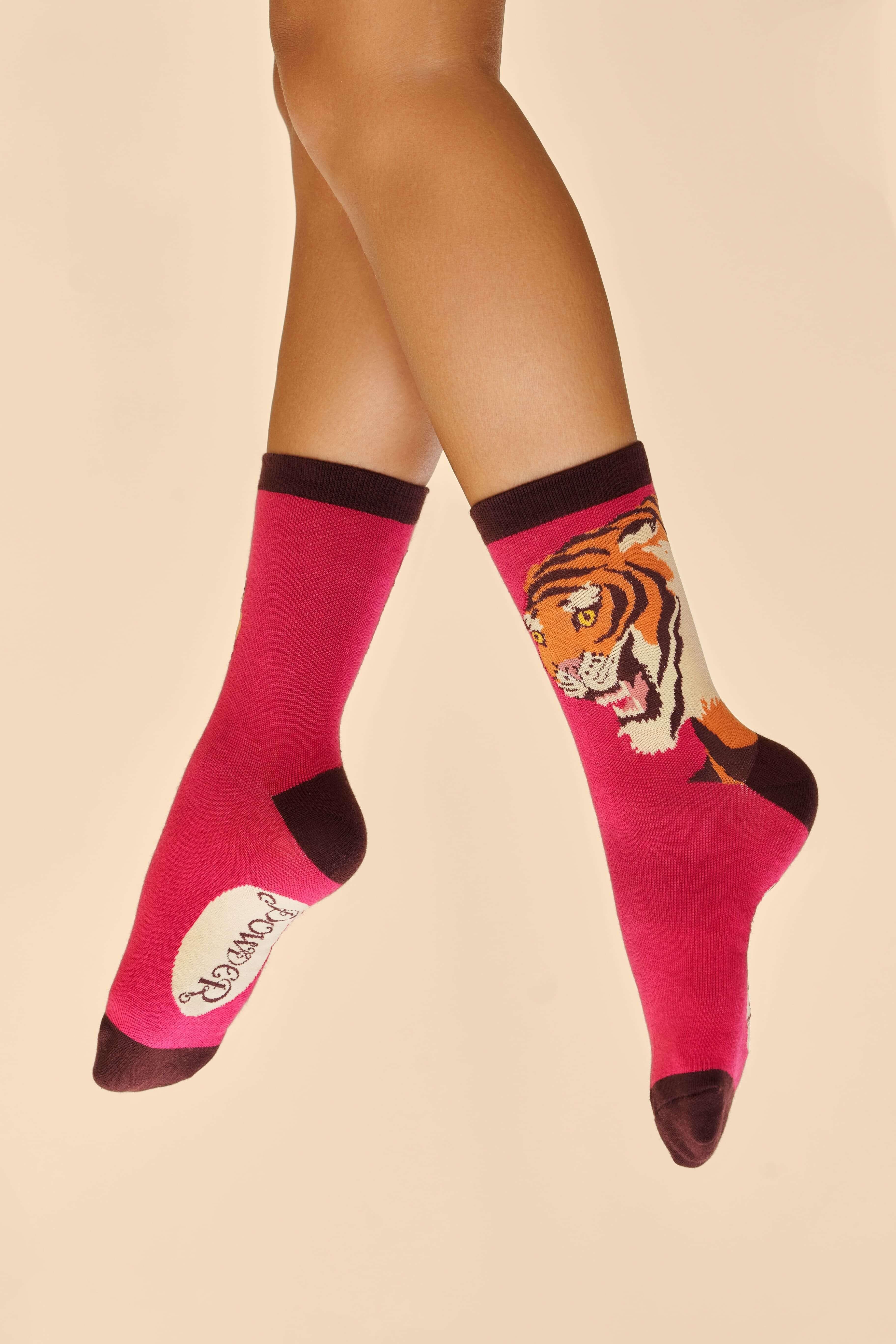 Thrill of the Tiger Ankle Socks - Fuchsia