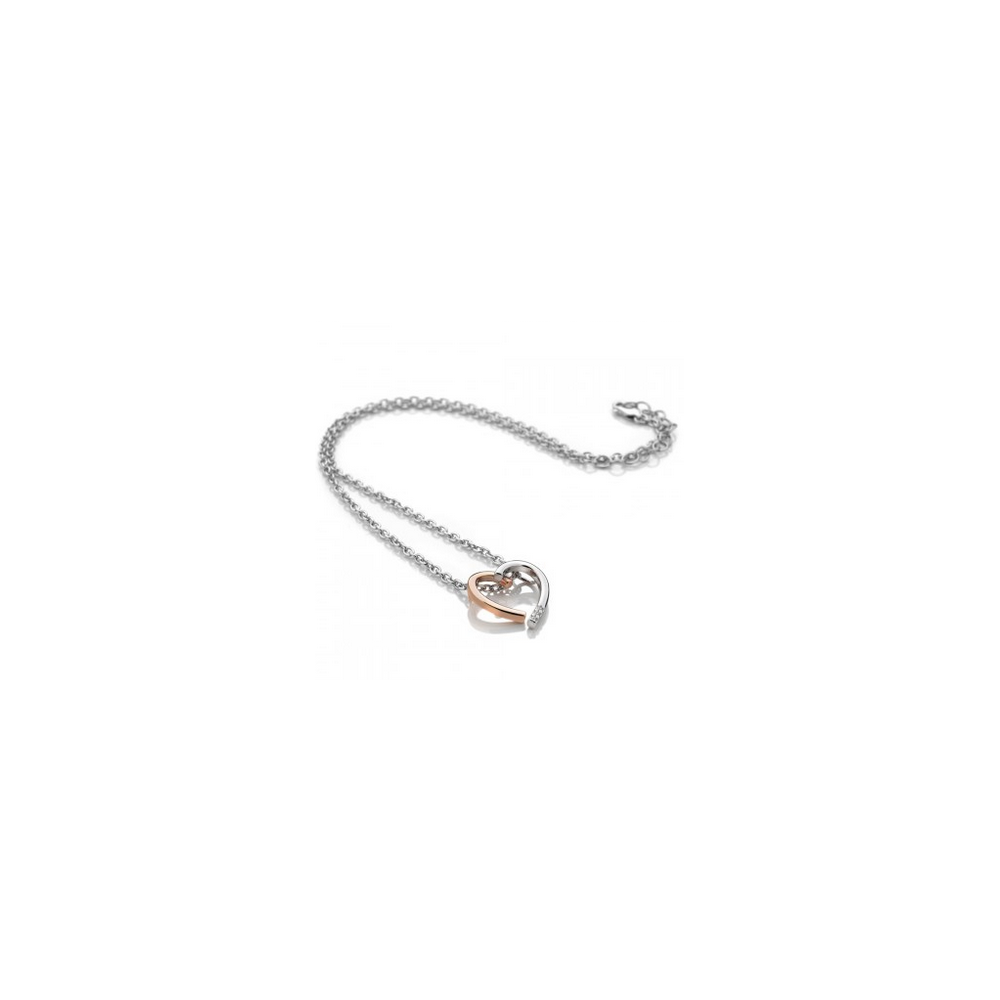 Glide Large Heart Pendant Rose Gold and Silver