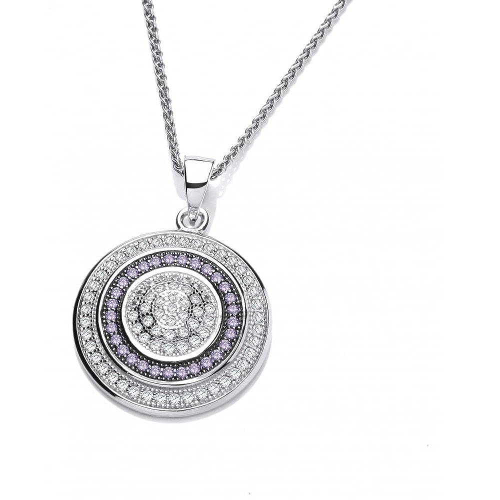 Silver Amethyst & CZ Target Pendant