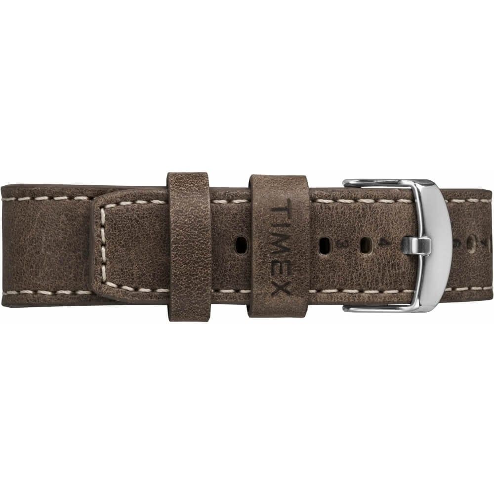 The Waterbury Chronograph Gunmetal Case Blue Dial Brown Strap
