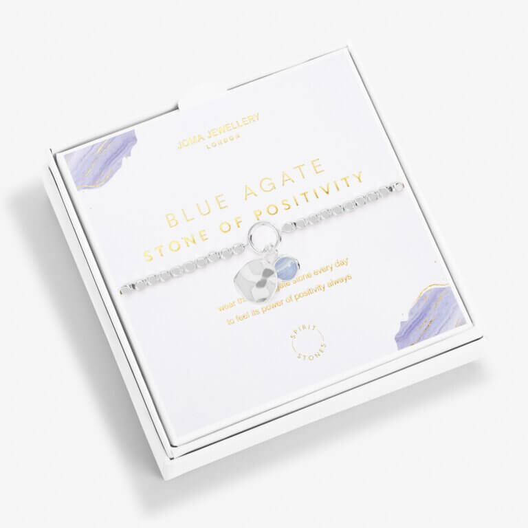 Spirit Stones | Blue Agate | Silver | Bracelet | 17.5cm Stretch