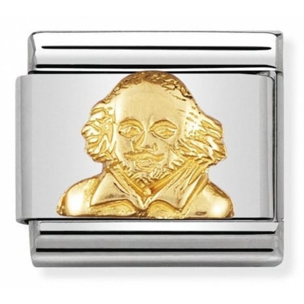 Classic William Shakespeare In Stainless Steel With 18k Gold Charm