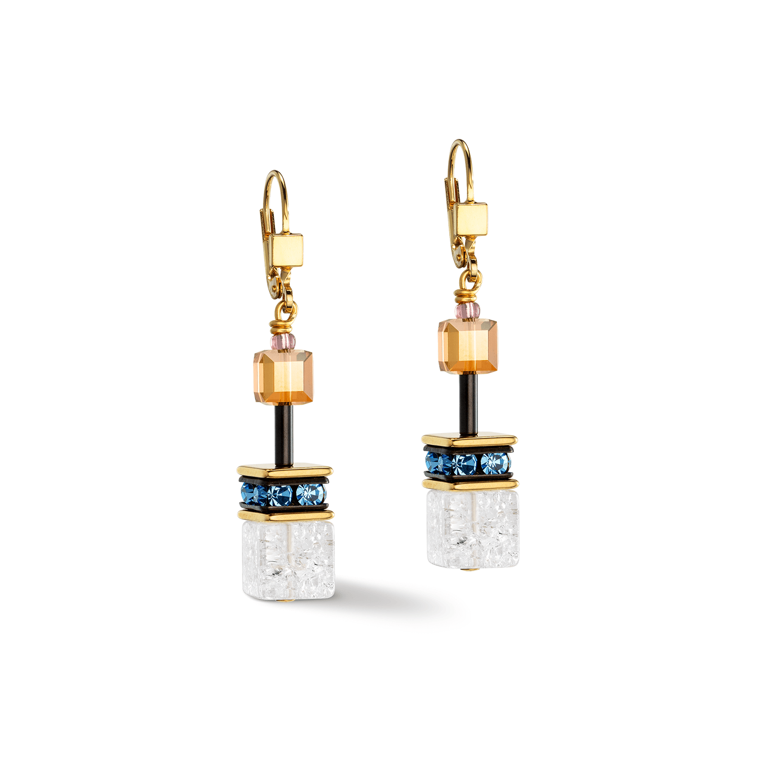 GeoCUBE Iconic Statement Precious Multicolour Gold Pierced Earrings