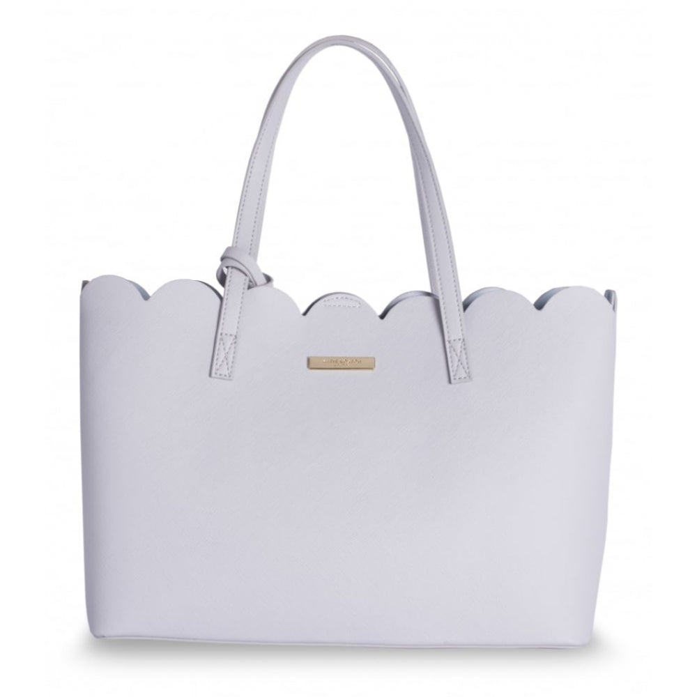 Clara Classic Scalloped Handbag - Pale Grey